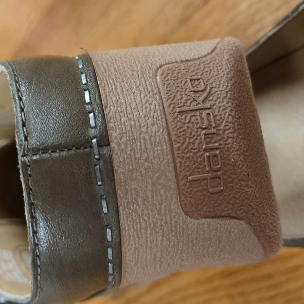 Dansko Caia Nubuck Leather Wedge Clog Olive Green Size 40 - Picture 11 of 13